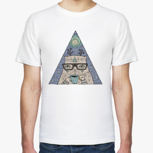 Футболка с принтом Кот учёный