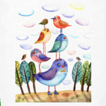 акварельная картинка, птицы, арт