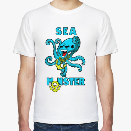 Футболка с принтом Крутой осьминог , гроза морей и океанов.