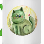 Акварельная иллюстрация Кот Кактус