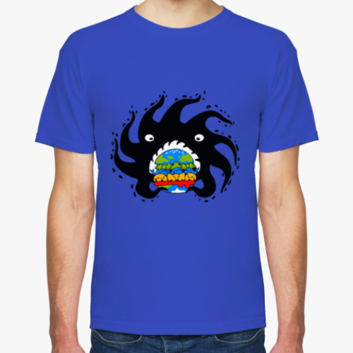 Футболка с принтом Black hole eating a globurger