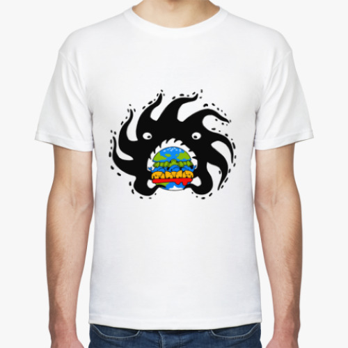 Футболка с принтом Black hole eating a globurger