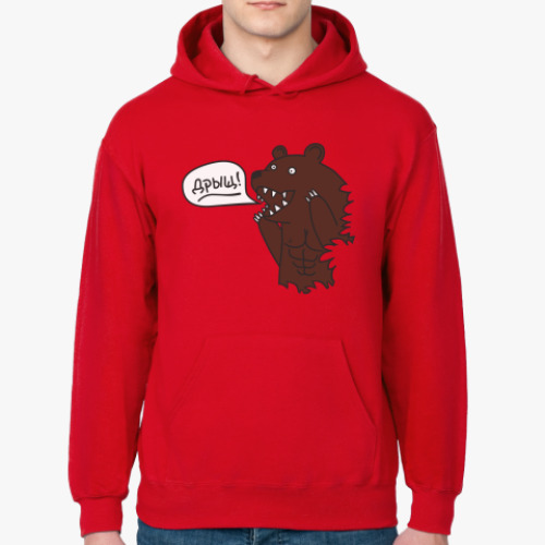 Толстовка худи с принтом Медведь качок