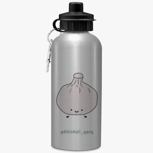 Бутылка с карабином (500 мл) с принтом Любителям хинкали