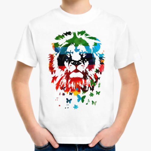 Детская футболка с принтом Лев и... бабочки