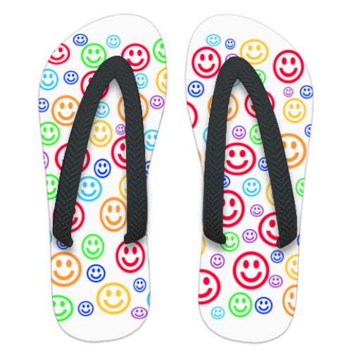 Шлепанцы (сланцы) с принтом  'Смайлики'