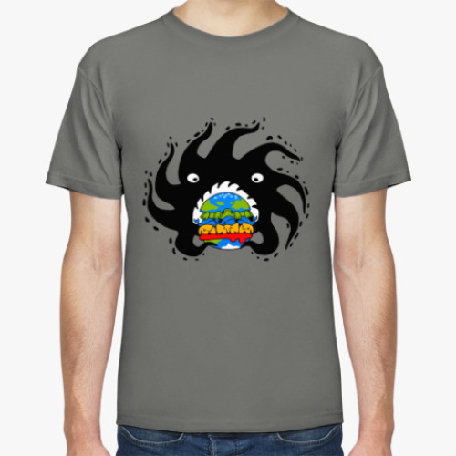 Футболка с принтом Black hole eating a globurger