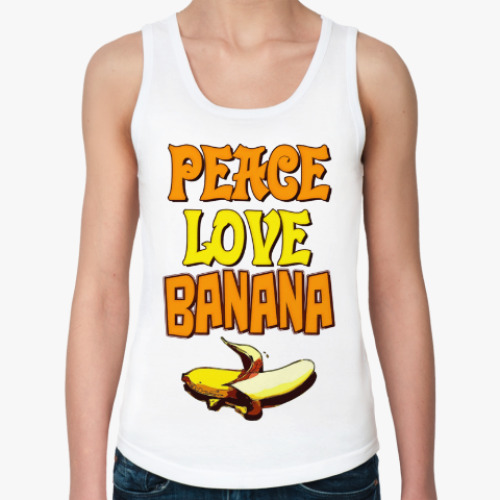 Женская майка с принтом Мир, любовь, бананы!