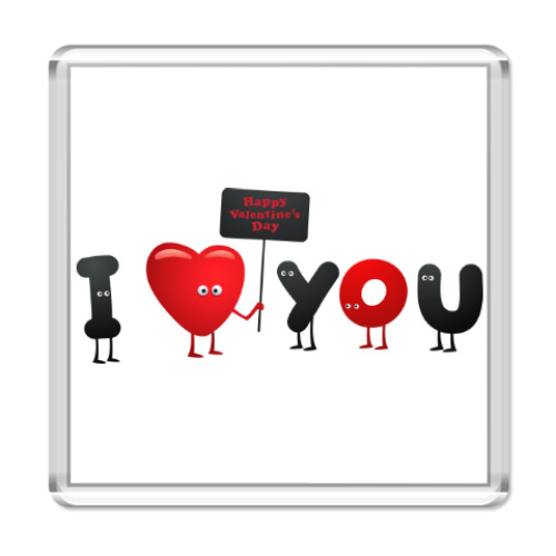 Магнит с принтом ай лав ю ту