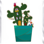 Домик гнома. Горшок с кактусом