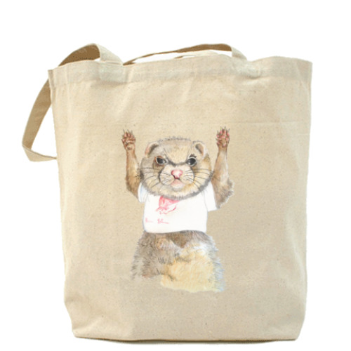 Сумка шоппер с принтом Хорек-спортсмен