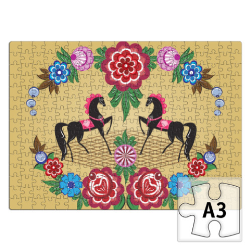 Пазл с принтом Городецкая роспись