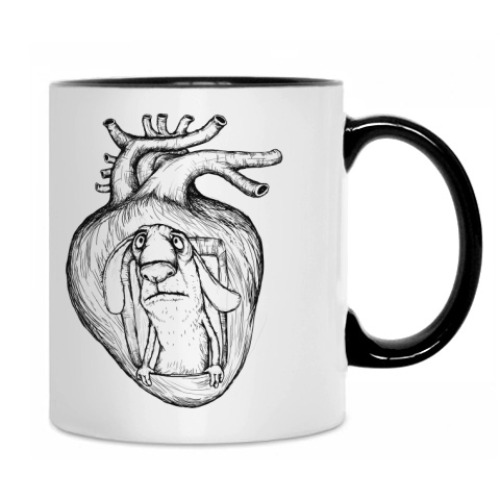 Кружка с принтом Кролик в сердце