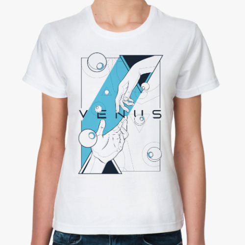 Классическая футболка с принтом Opposites. Venus (женская половина)
