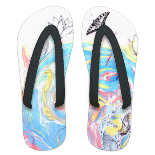 Шлепанцы (сланцы) с принтом Прорастание