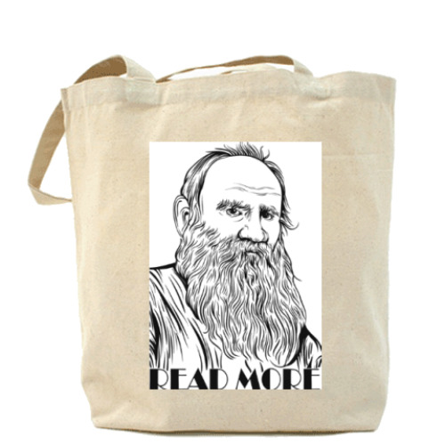 Сумка шоппер с принтом Толстой 'Read More'