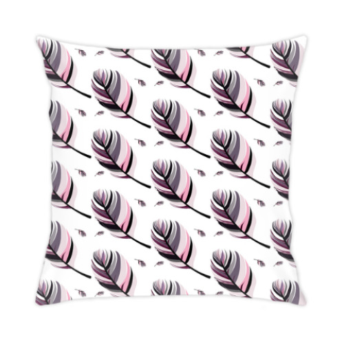 Подушка с принтом Перья