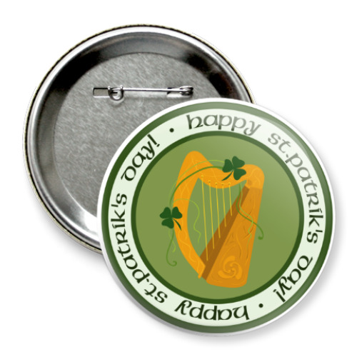 Значок 75мм с принтом Кельтская арфа