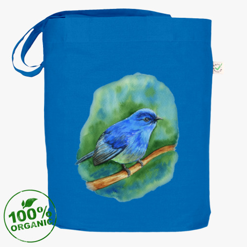 Сумка шоппер с принтом Синяя птица