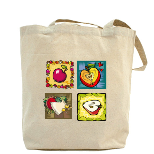 Сумка шоппер с принтом яблоки