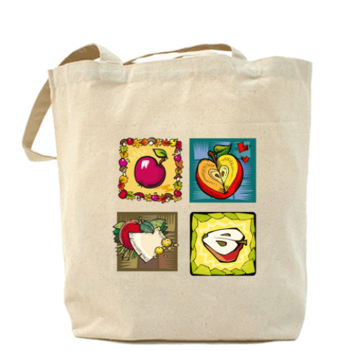 Сумка шоппер с принтом яблоки