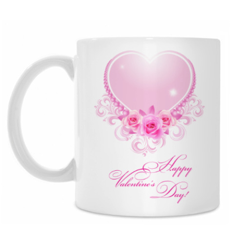 Кружка с принтом Сердечко с поздравлением в День Святого Валентина