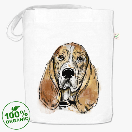 Сумка шоппер с принтом Собака - Бассет хаунд