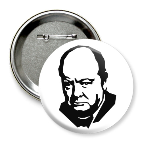 Значок 75мм с принтом Черчилль