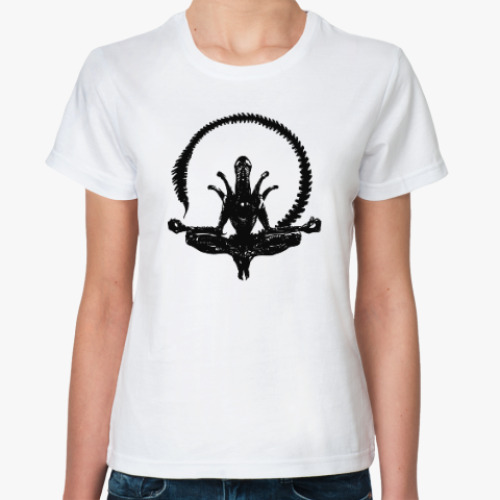 Классическая футболка с принтом Alien yoga