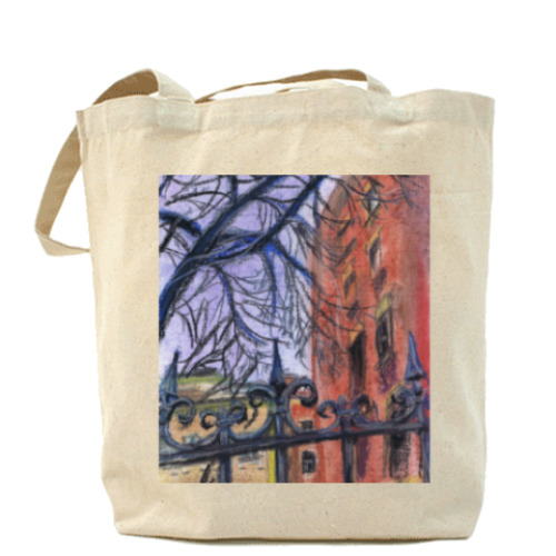 Сумка шоппер с принтом Полцарства за забор