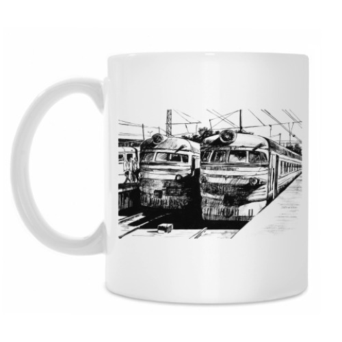 Кружка с принтом Две электрички