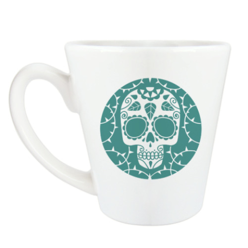 Чашка Латте с принтом Мексиканский череп