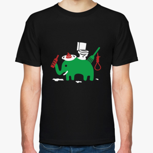 Футболка с принтом  Зеленый Слоник