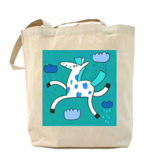 Сумка шоппер с принтом Лошадка и дождик