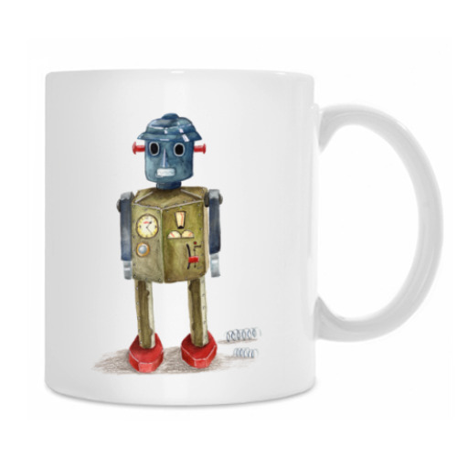 Кружка с принтом Винтажные игрушечные роботы