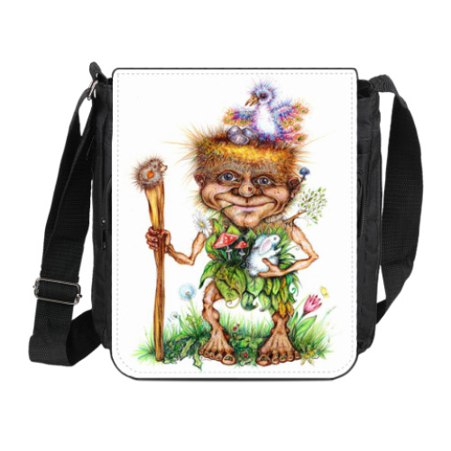 Сумка на плечо (мини-планшет) с принтом Добрый Леший