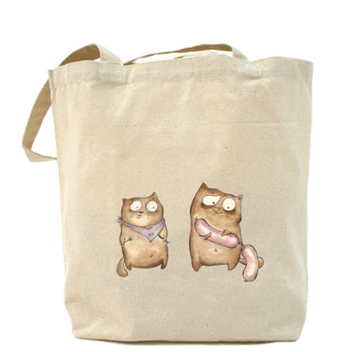 Сумка шоппер с принтом  Голодные котэ