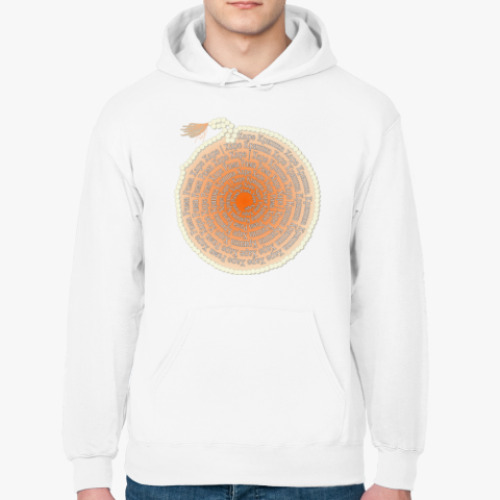 Толстовка худи с принтом Харе Кришна (русский+санскрит)