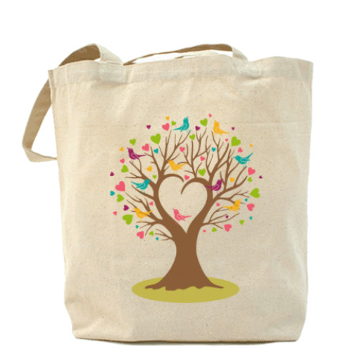 Сумка шоппер с принтом Весеннее дерево