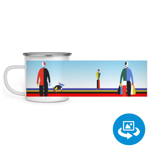 Эмалированная кружка (круговая запечатка) с принтом Соблюдайте дистанцию