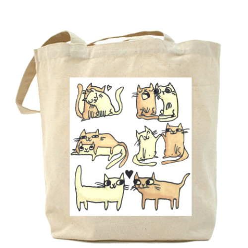 Сумка шоппер с принтом Котики