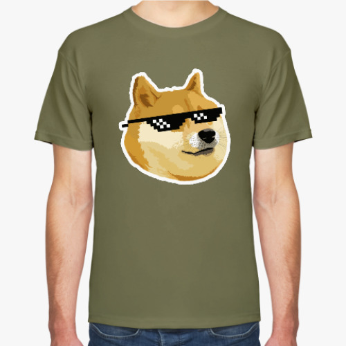 Футболка с принтом Doge meme, deal with it очки