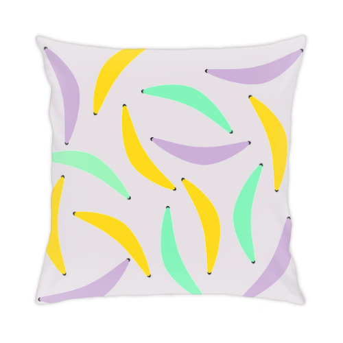 Подушка с принтом Разноцветный банан