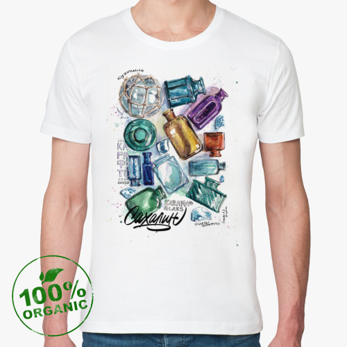 Футболка из органик-хлопка с принтом Стекло Карафуто Сахалина