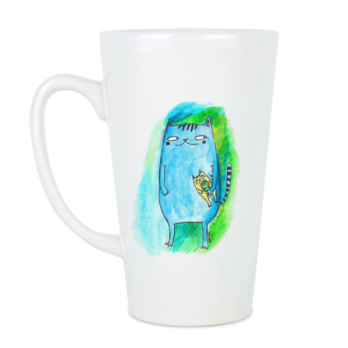 Чашка Латте с принтом Кот