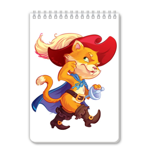 Блокнот с принтом Кот в Сапогах