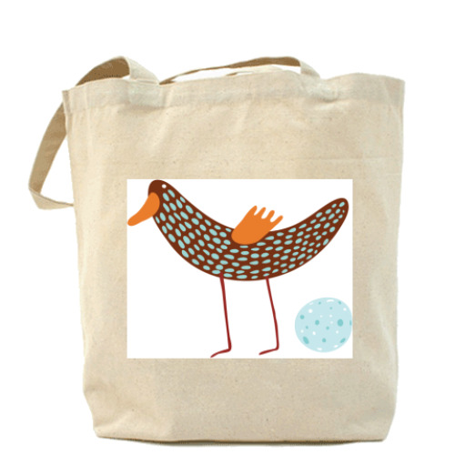 Сумка шоппер с принтом птица и яйцо