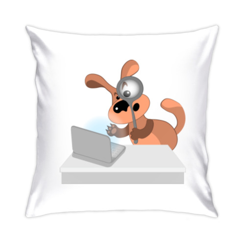 Подушка с принтом Пес Захар и лупа