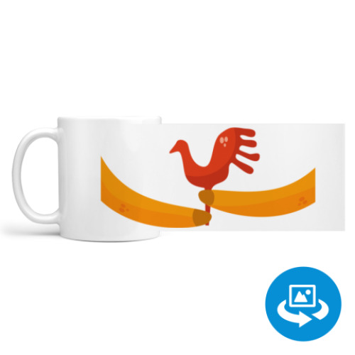 Кружка (круговая запечатка) с принтом Лисьи лапки и сахарный петушок