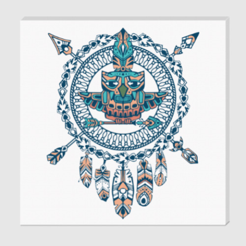 Холст с принтом ловец снов и сова